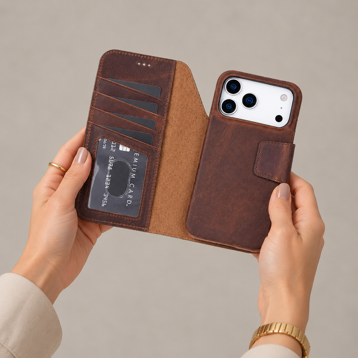 Brea iPhone 18 Pro Full-Grain Leather Wallet Case