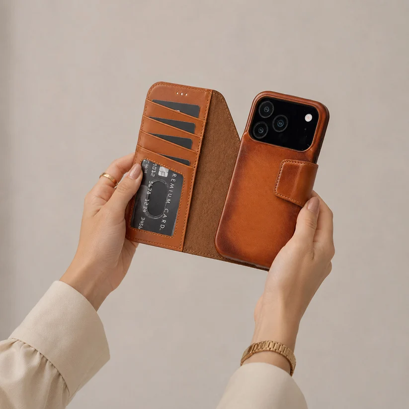 Brea iPhone 18 Pro Full-Grain Leather Wallet Case